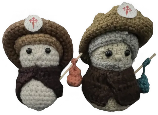 Two handmade Tiny Pilgrim dolls