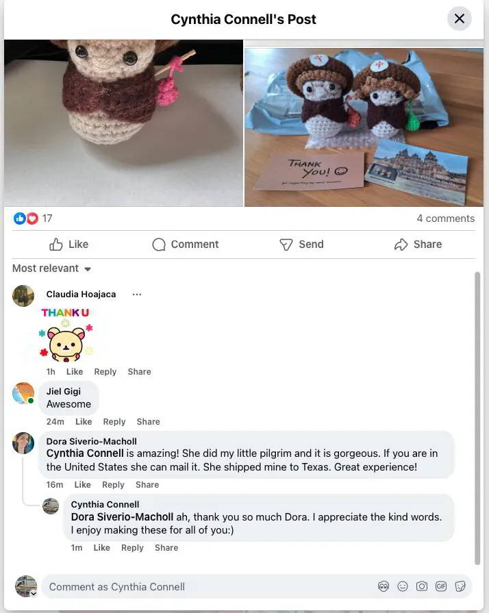 Customer social post about Tiny Pilgrim